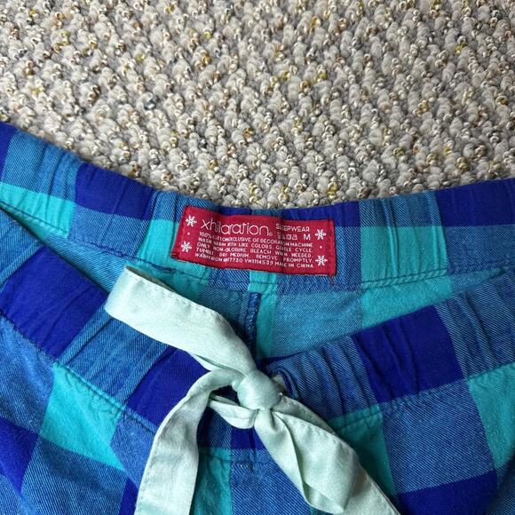 Y2K vintage plaid low rise blue mini micro shorts - Picture 4 of 6